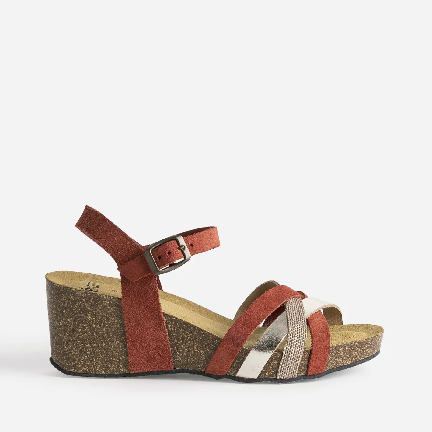 Sandale compensée anatomique cuir velours éco-conçu^Eram Clearance