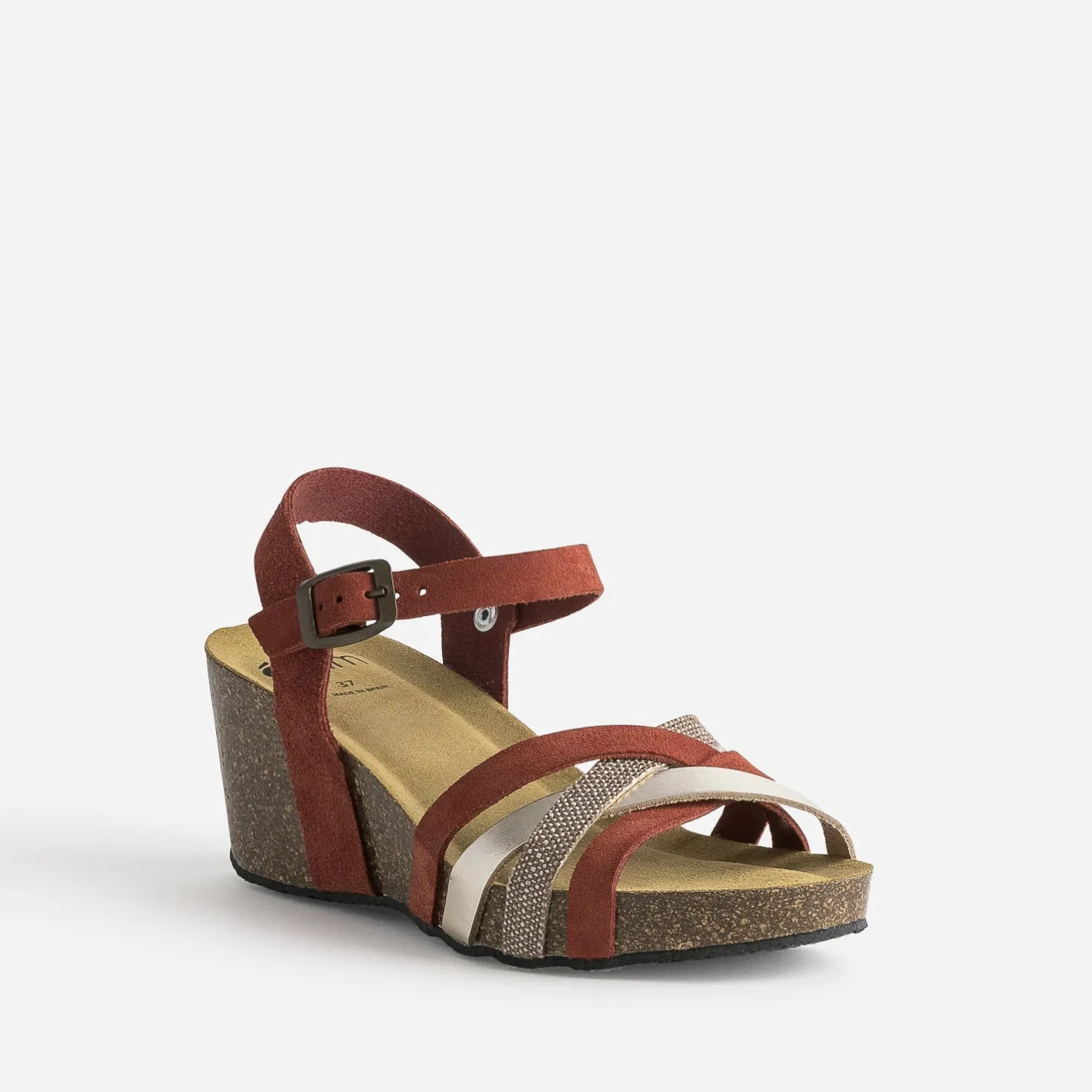 Sandale compensée anatomique cuir velours éco-conçu^Eram Clearance