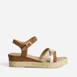 Sandale compensée en cuir velours^Eram Sale