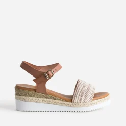 Sandale compensée en cuir éco-conçu^Eram