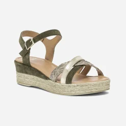 Sandale compensée en cuir velours^Eram