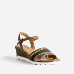 Sandale compensée en cuir velours^Marco Tozzi Discount