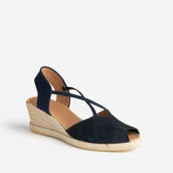 Sandale compensée cuir velours éco-conçu^Eram
