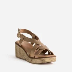 Sandale compensée cuir métallisé^Eram Outlet