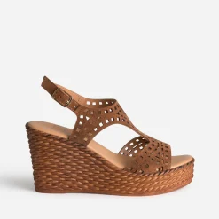 Sandale compensée cuir velours^Texto Best