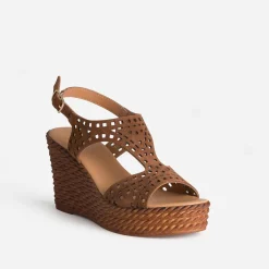 Sandale compensée cuir velours^Texto Best