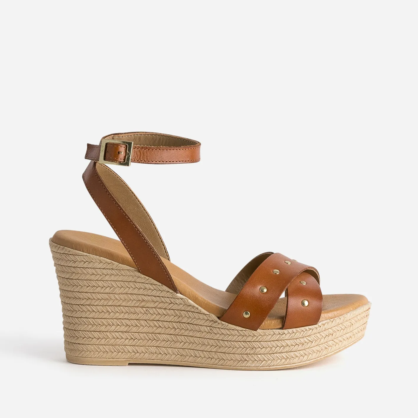 Sandale compensée cuir clouté^Texto Best