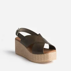 Sandale compensée en cuir^Texto Discount