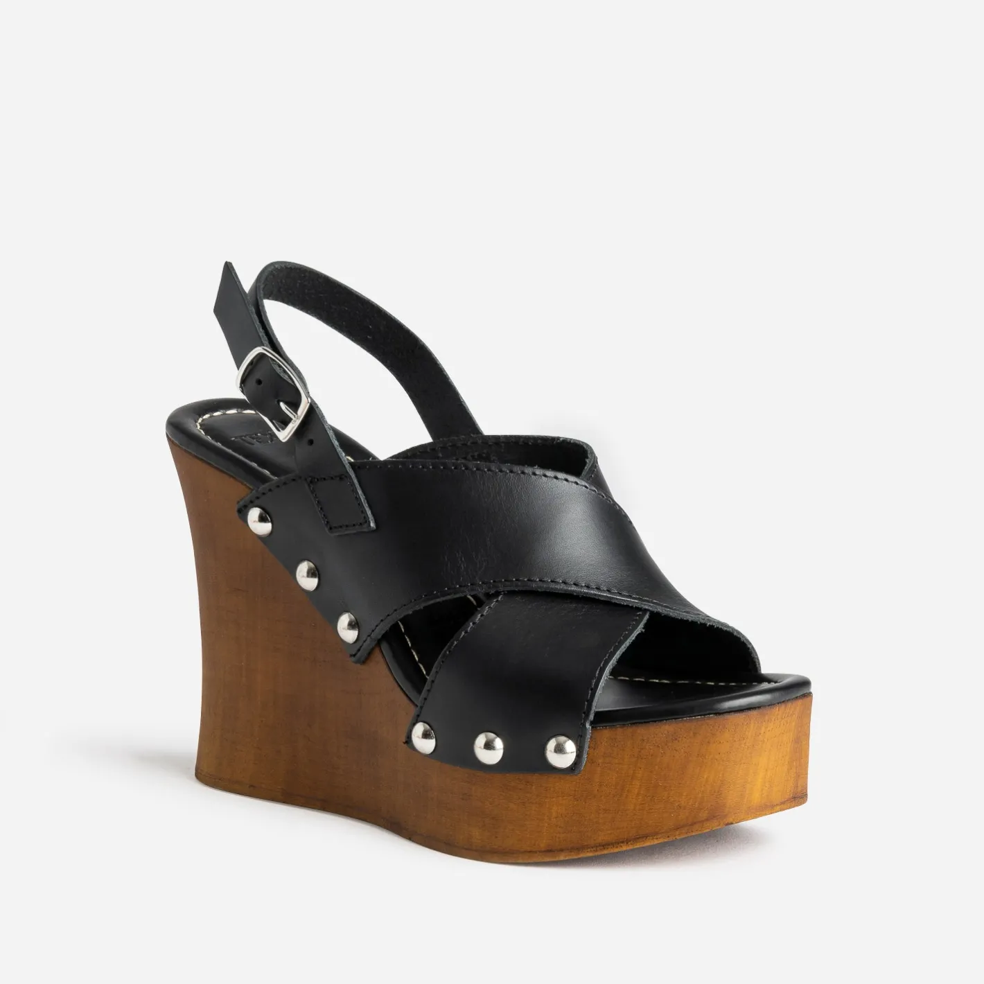 Sandale compensée e cuir^Texto New