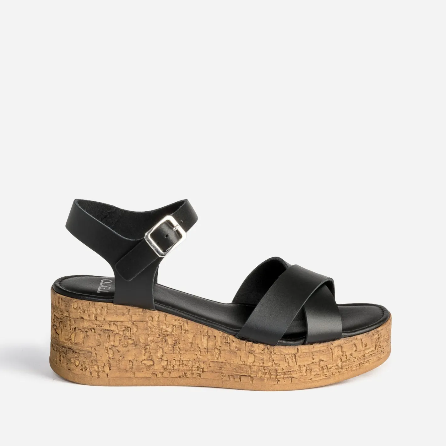 Sandale compensée e cuir^Texto New