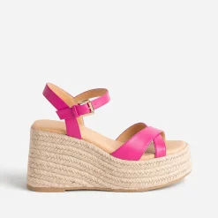 Sandale compensée fuchsia^Texto Outlet