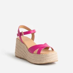 Sandale compensée fuchsia^Texto Outlet