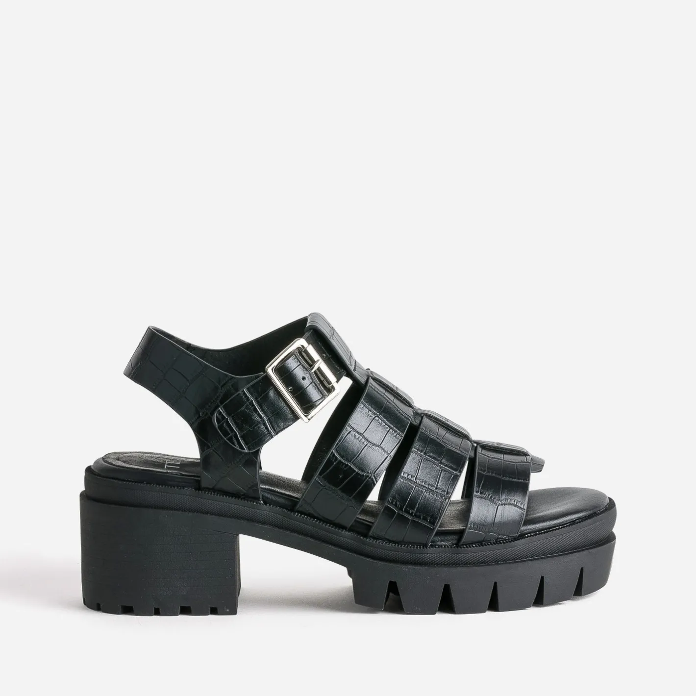 Sandale crantée e à brides embossées effet croco^Texto Outlet