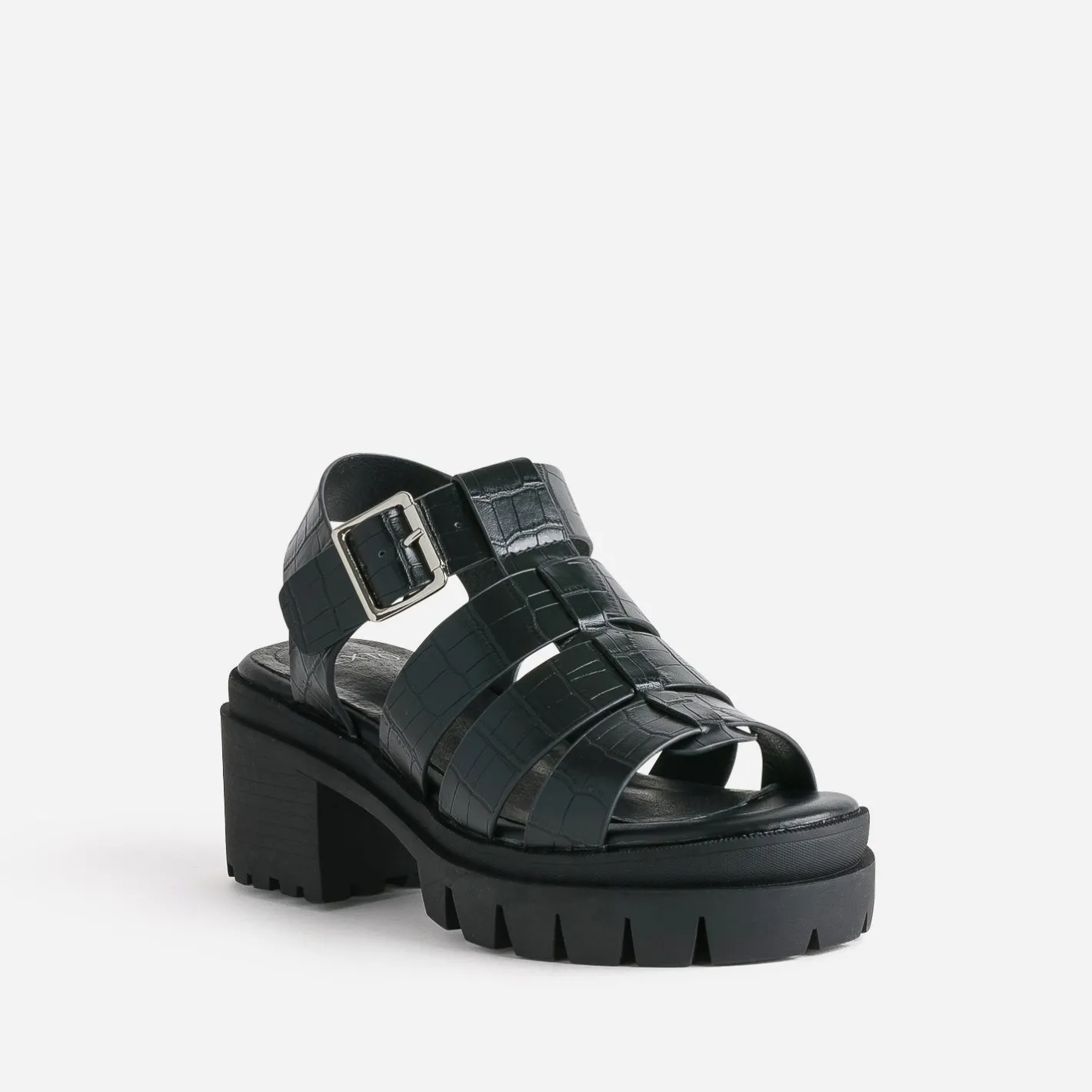 Sandale crantée e à brides embossées effet croco^Texto Outlet