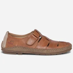Sandale fermée camel en cuir^Fluchos Discount