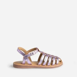 Sandale fille en cuir lilas métallisé^Buggy Clearance