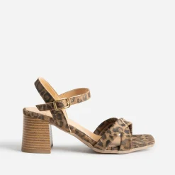 Sandale léopard cuir velours à talon^Eram Sale
