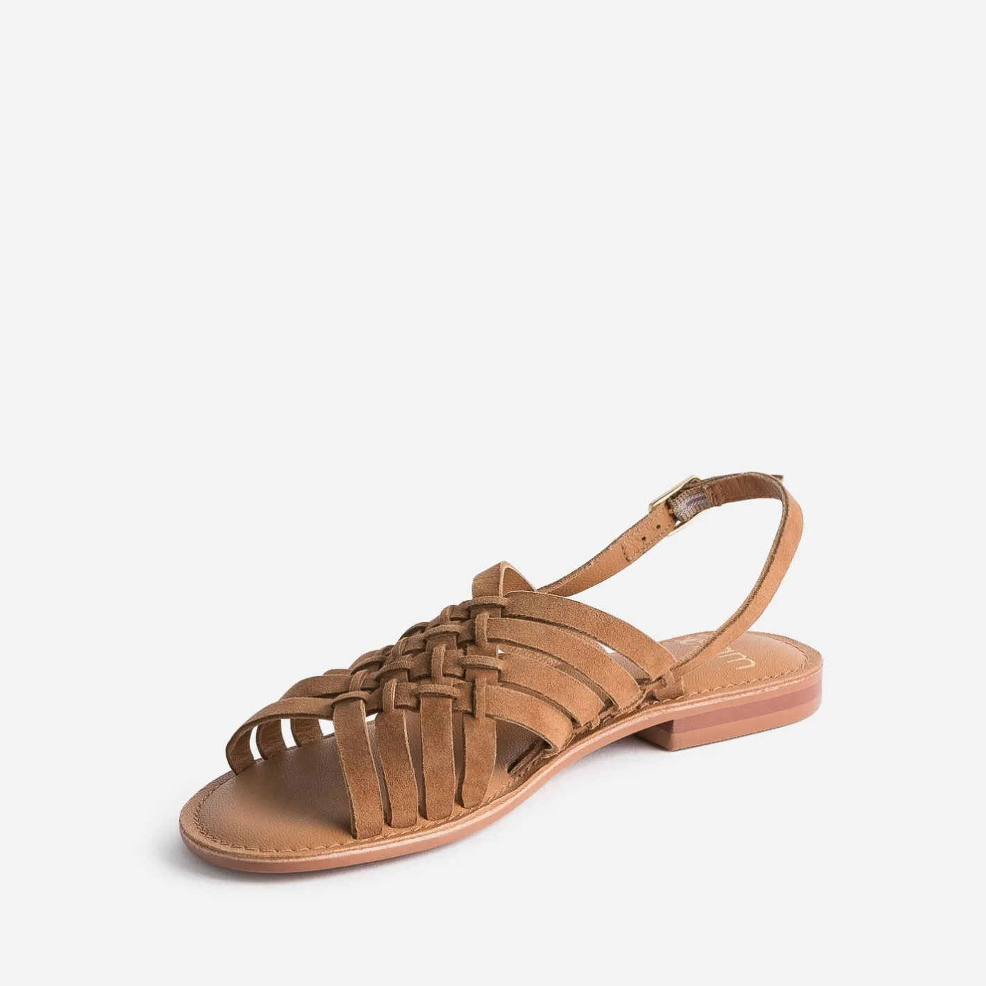 Sandale marron en cuir velours tressé^Eram Sale