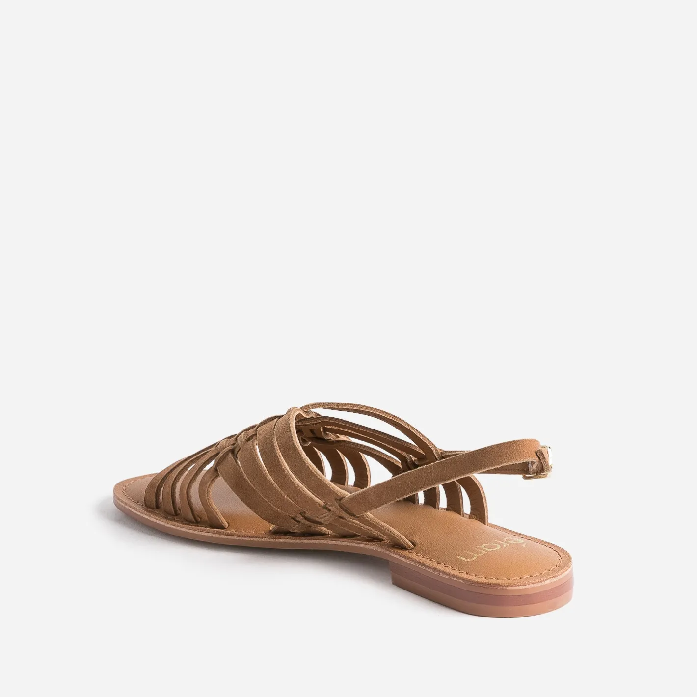Sandale marron en cuir velours tressé^Eram Sale