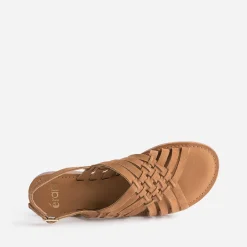 Sandale marron en cuir velours tressé^Eram Sale