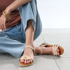 Sandale orange en cuir^Eram Discount