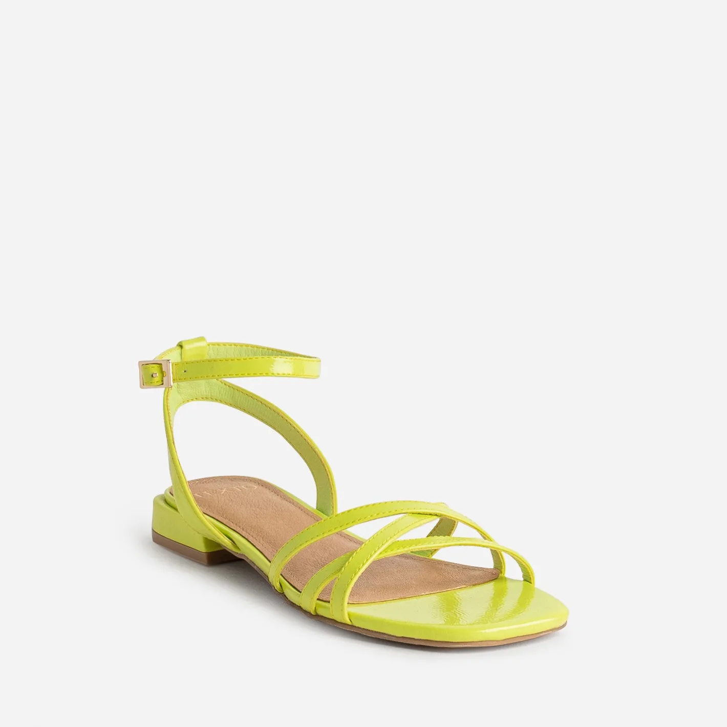 Sandale plate lime verni^Texto Clearance