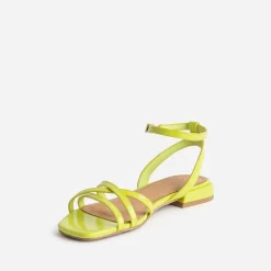 Sandale plate lime verni^Texto Clearance