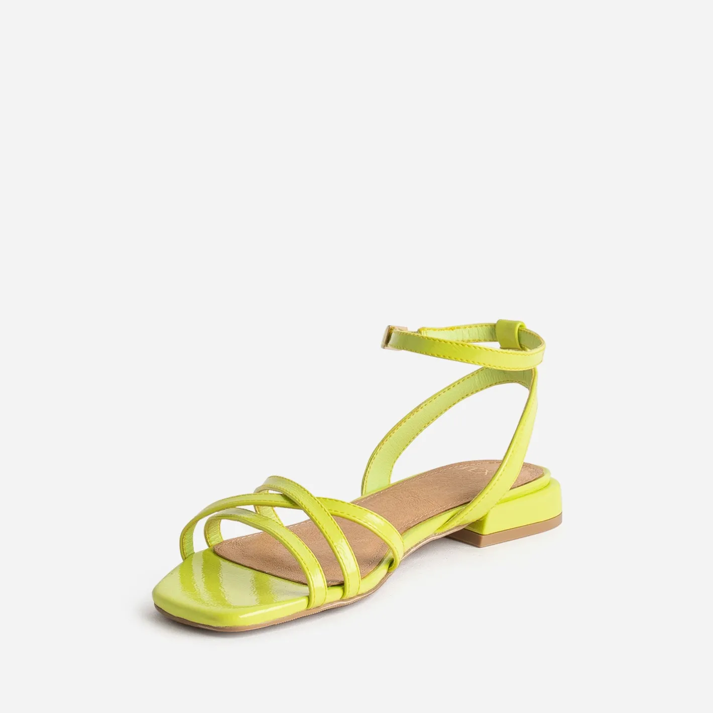 Sandale plate lime verni^Texto Clearance