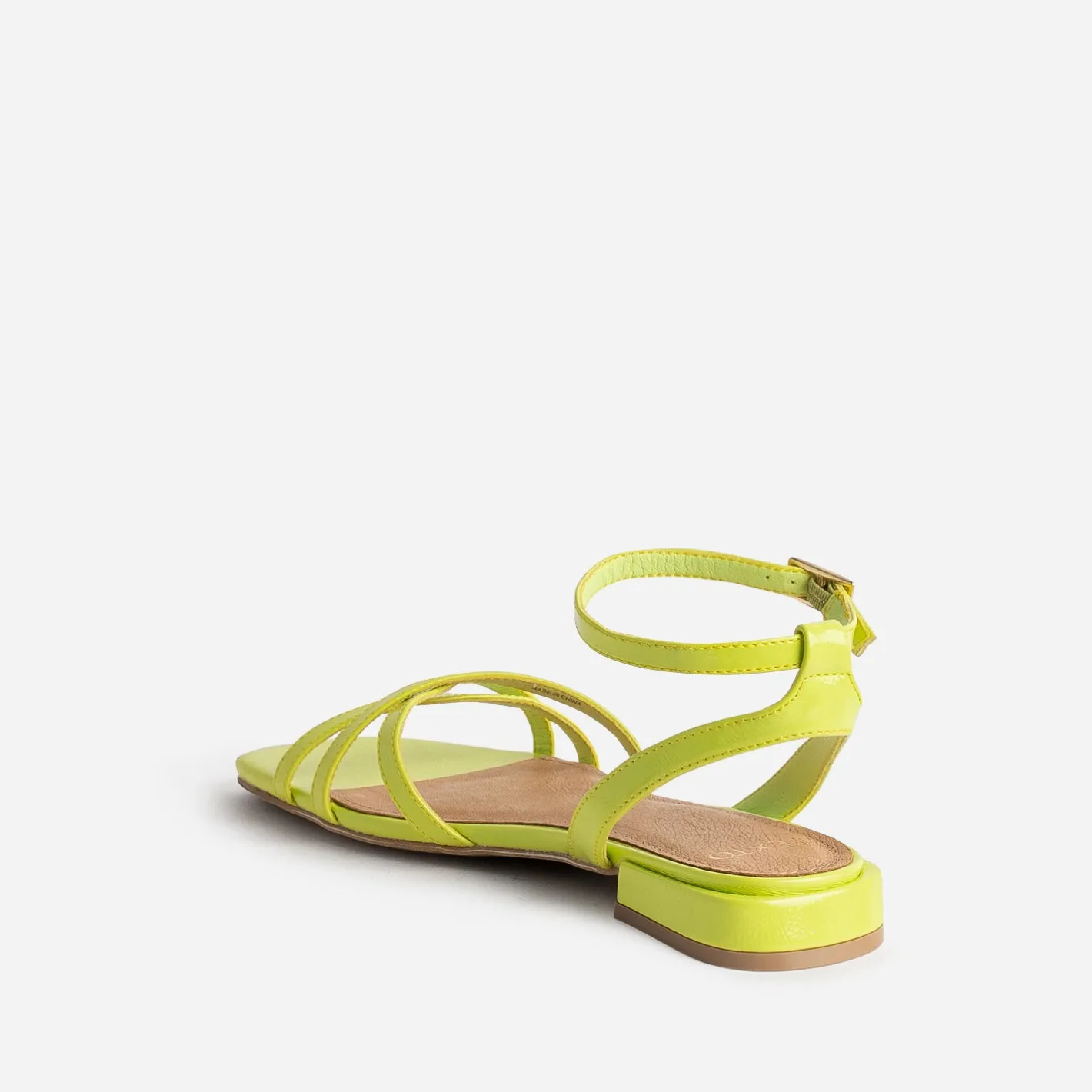Sandale plate lime verni^Texto Clearance