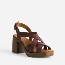 Sandale prune en cuir éco-conçu^Eram Online