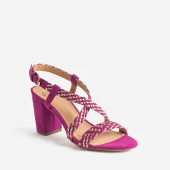 Sandale rose et or tressée à talon^Eram Outlet