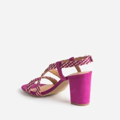 Sandale rose et or tressée à talon^Eram Outlet