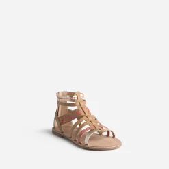 Sandale spartiate beige broderies raphia^Buggy Online