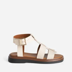 Sandale spartiate écrue en cuir^Texto Sale