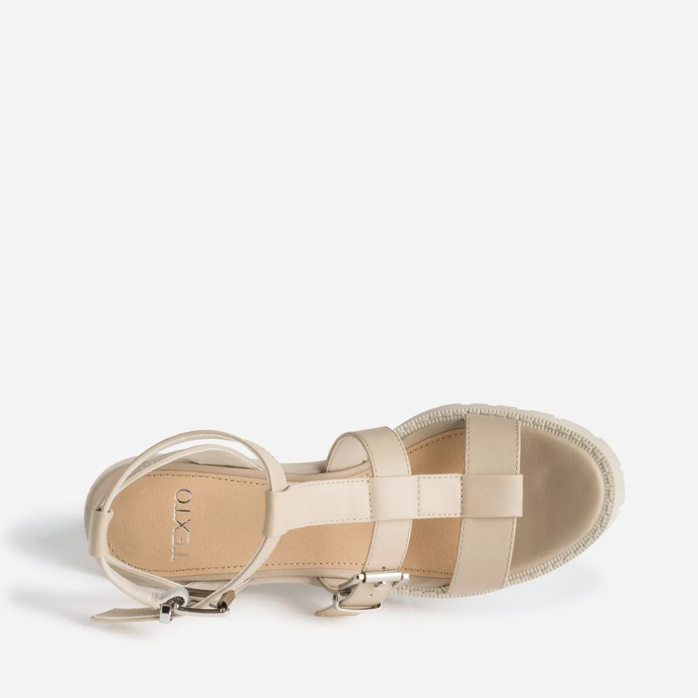 Sandale beige à semelle crantée^Texto New