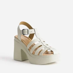 Sandale clair en cuir à plateforme^Texto Sale