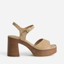 Sandale cuir velours plateforme^Texto Clearance