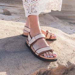 Sandale effet raphia à scratchs^Texto Outlet