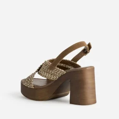 Sandale tressée plateforme effet bois^Texto Outlet