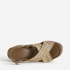 Sandale tressée plateforme effet bois^Texto Outlet