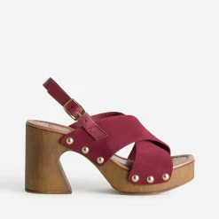 Sandale bordeaux cuir velours^Texto Sale