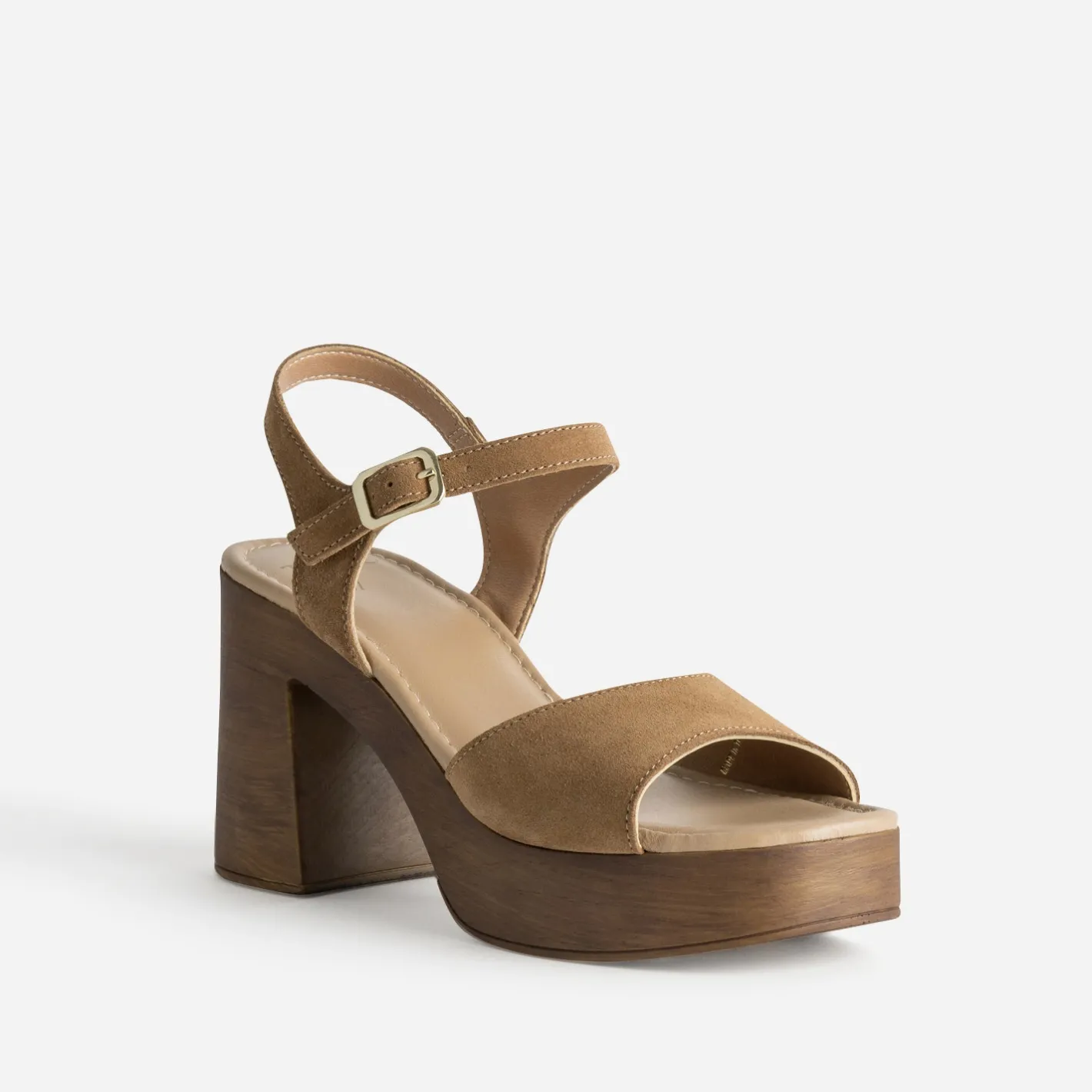 Sandale cuir velours à talon^Texto Online