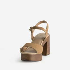 Sandale cuir velours à talon^Texto Online