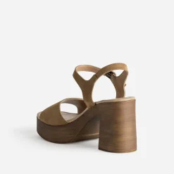 Sandale cuir velours à talon^Texto Online