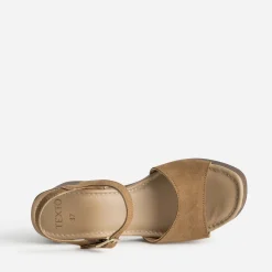 Sandale cuir velours à talon^Texto Online