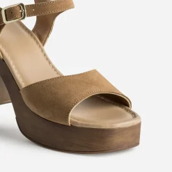 Sandale cuir velours à talon^Texto Online