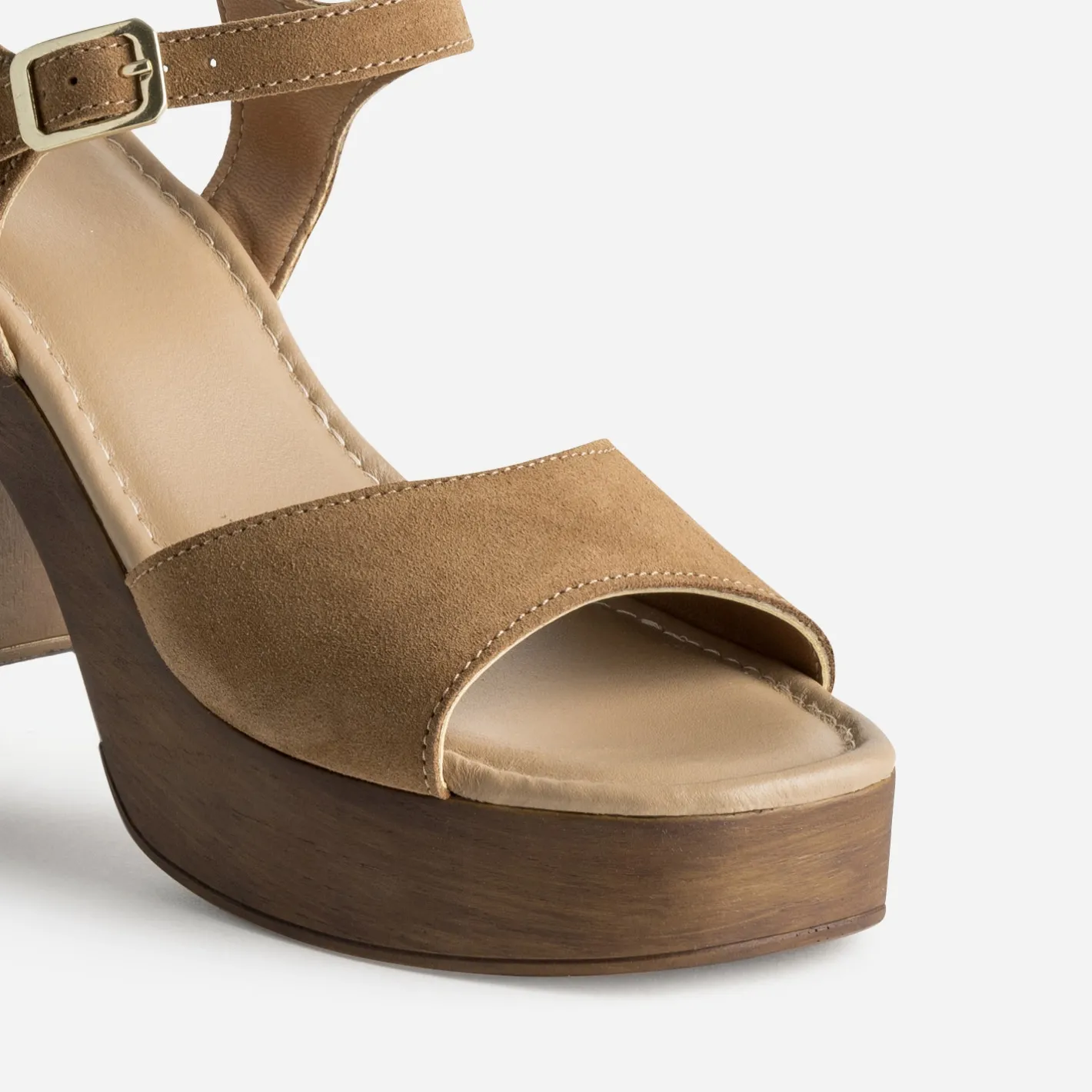 Sandale cuir velours à talon^Texto Online