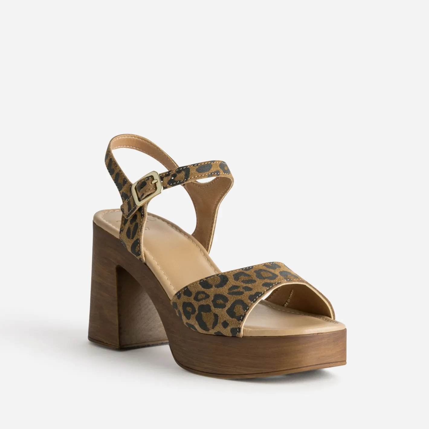 Sandale cuir velours effet léopard à talon^Texto Sale