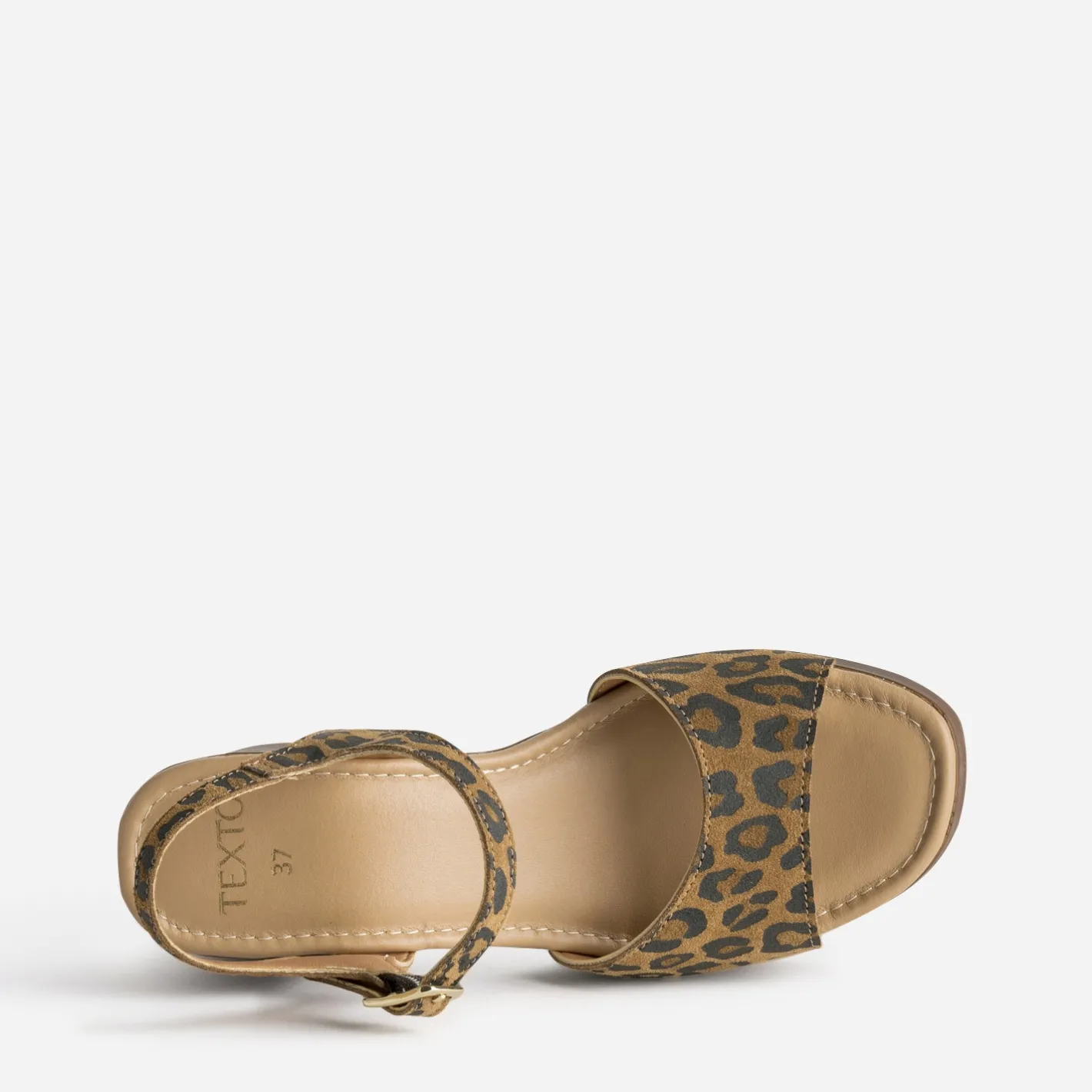 Sandale cuir velours effet léopard à talon^Texto Sale