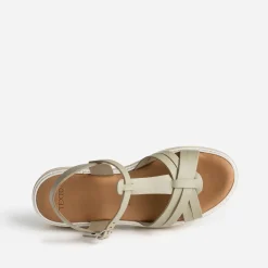 Sandale kaki clair en cuir^Texto